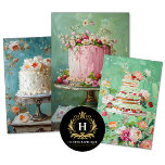 Vintage Floral Wedding Cake Food Bakery Decoupage Wrapping Paper Sheet<br><div class="desc">Creative & Unique Decoupage Tissue Paper using an array of textures,  patterns,  and vintage illustrations in vibrant,  muted,  colour palettes. Perfect for decoupage,  scrap booking,  and other paper craft.</div>