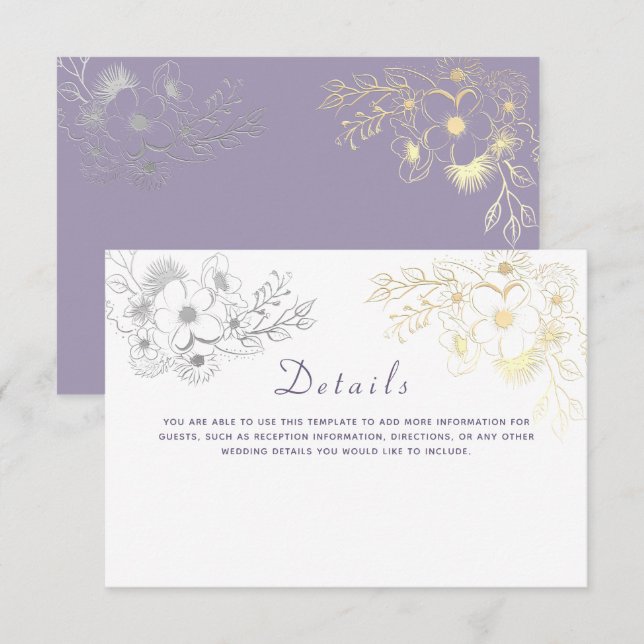 Vintage Floral Wedding Details Enclosure Card (Front/Back)