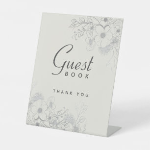Vintage Floral Wedding Guest Book Pedestal Sign