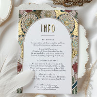 Vintage Floral Wedding Information Card Dusty Blue