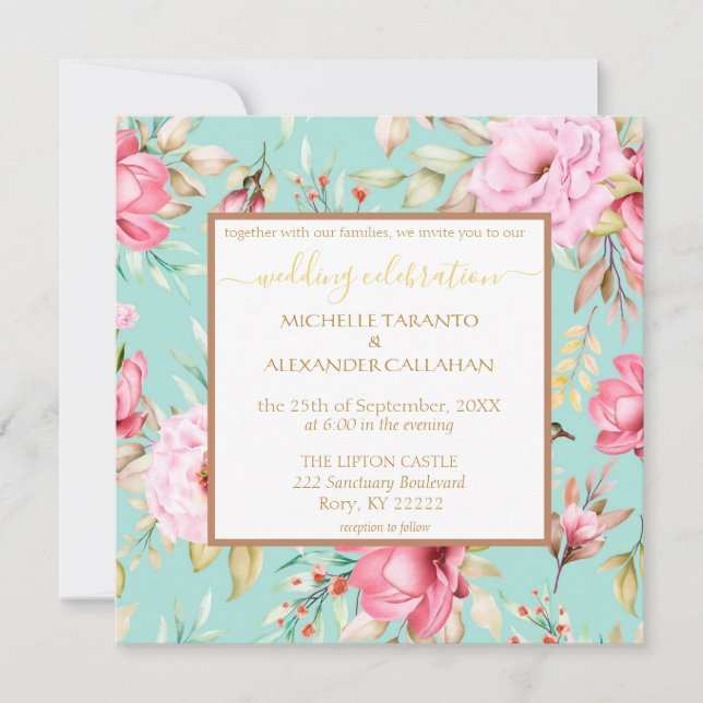Vintage Floral Wedding Invitation (Front)