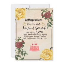 Vintage Floral Wedding Invitation