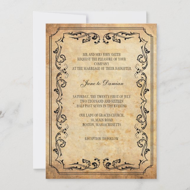 Vintage Floral Wedding Invitation (Front)