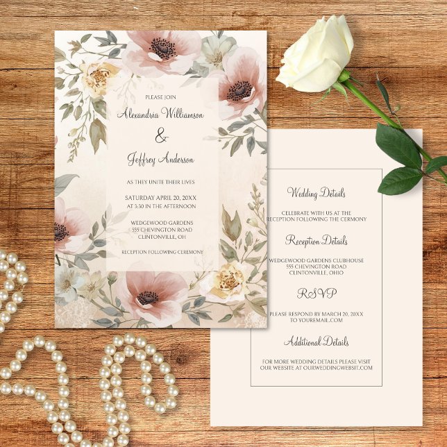 Vintage Floral Wedding Invitation (Creator Uploaded)