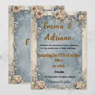 vintage floral wedding invitation