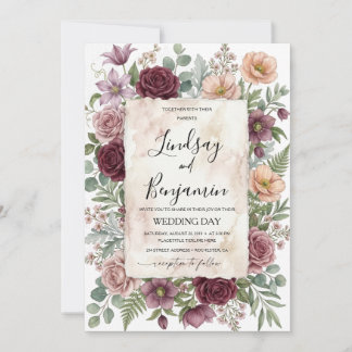 Vintage Floral Wedding Invitation
