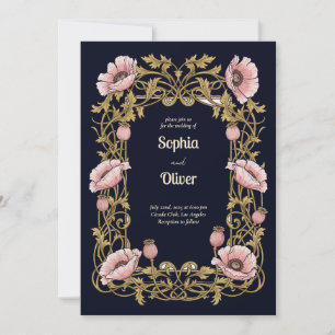 Vintage Floral Wedding Invitation Card