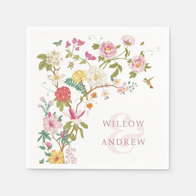 Vintage Floral Wedding Napkin (Front)