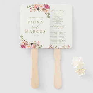 Vintage Floral Wedding Program Hand Fan