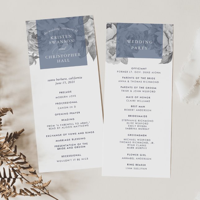 Vintage Floral Wedding Program | Slate (Creator Uploaded)