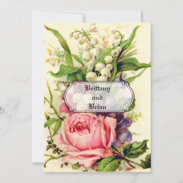 VINTAGE FLORAL WEDDING RECEPTION INVITATION (Front)