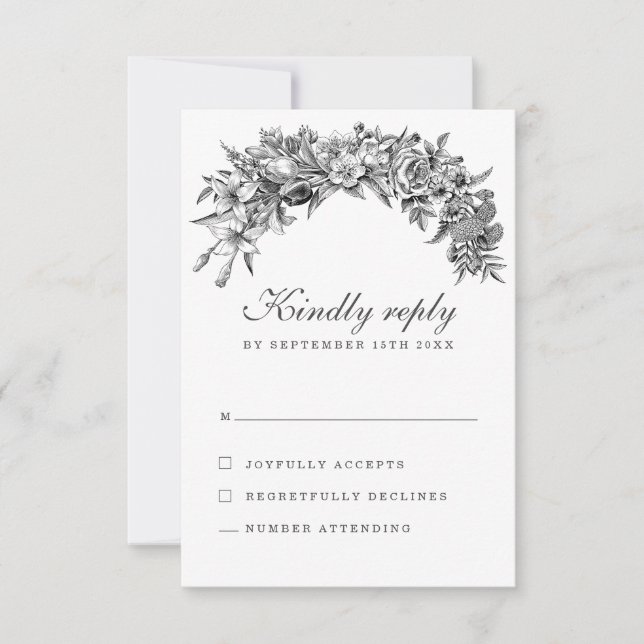 Vintage Floral Wedding RSVP Card (Front)