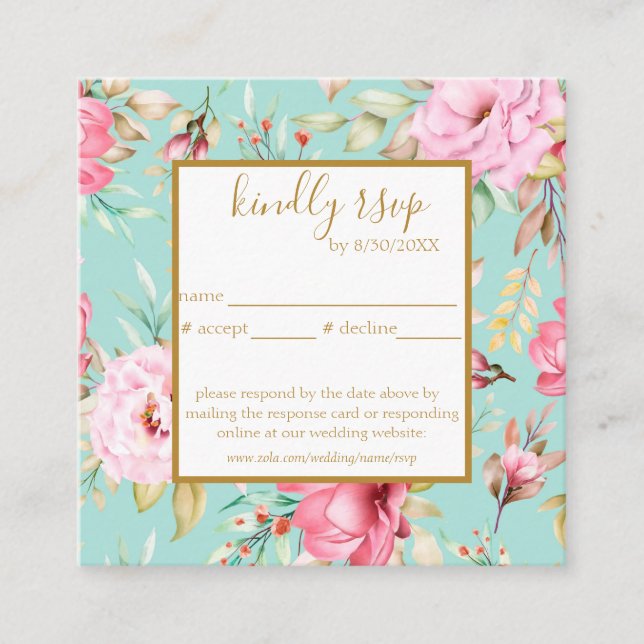 Vintage floral wedding rsvp enclosure card (Front)