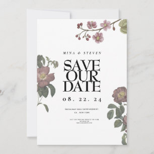 Vintage floral wedding  save the date