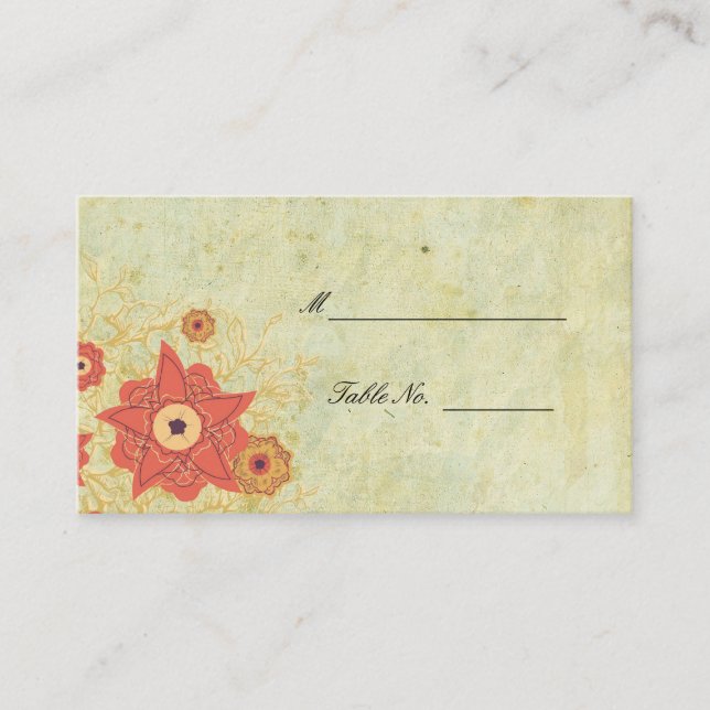 Vintage Floral Wedding Seating Placecards (Front)