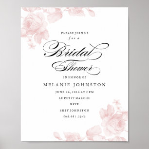 Vintage floral wedding signage poster