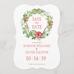 Vintage Floral Wedding Succulent   Save the Date