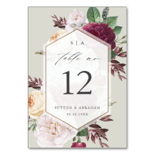 Vintage Floral Wedding Table Number