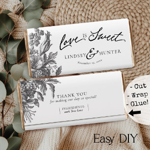 Vintage Floral White DIY Candy Bar Favour Wrapper