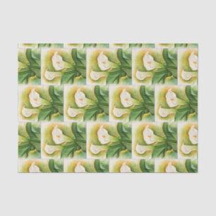 Vintage Floral White Magnolia Flowers Watercolor Tissue Paper