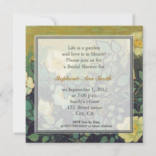 Vintage floral wild roses bridal shower party invitation