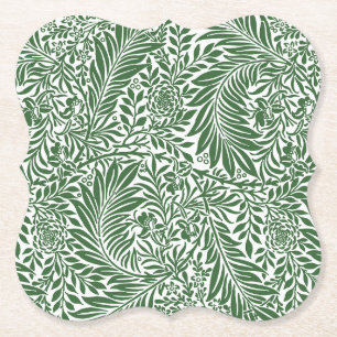Vintage Floral William Morris Willow Bough Green Paper Coaster