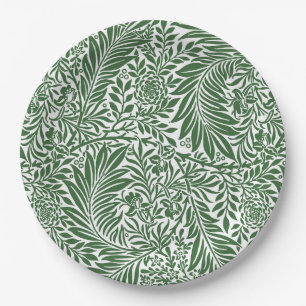 Vintage Floral William Morris Willow Bough Green Paper Plate