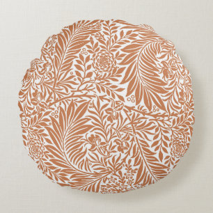 Vintage Floral William Morris Willow Bough Rust Round Pillow