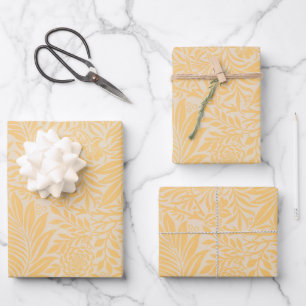 Vintage Floral William Morris Willow Bough Yellow Wrapping Paper Sheet