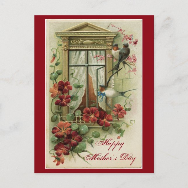 Vintage Floral Window Postcard (Front)