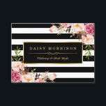 Vintage Floral Wrapping Around Black White Stripes Business Card<br><div class="desc">Personalize a Business Card to be uniquely yours with this Vintage Floral Wrapping Around Black White Stripes template.</div>
