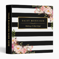 Vintage Floral Wrapping Black White Striped Design