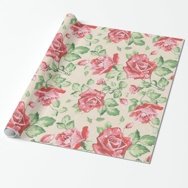 Vintage Floral Wrapping Paper (Unrolled)