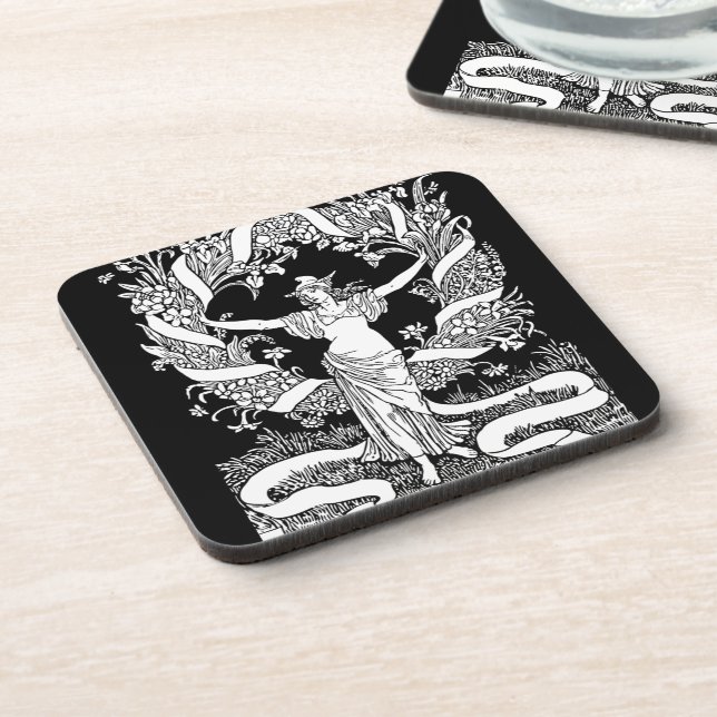 Vintage Floral Wreath Beverage Coaster (Left Side)