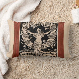 Vintage Floral Wreath Lumbar Pillow