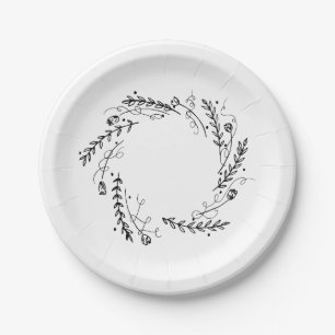 Vintage Floral Wreath Paper Plate