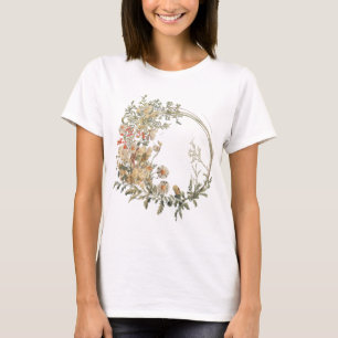 "Vintage Floral Wreath T-Shirt – Elegant Botanical