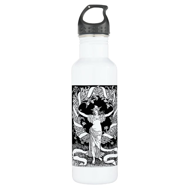 Vintage Floral Wreath Water Bottle (Front)