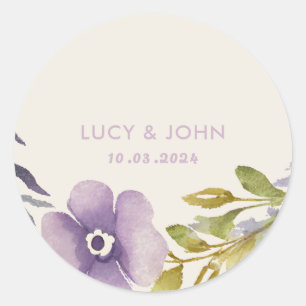 Vintage Floral Wreath Wedding Favour Tags Lavender