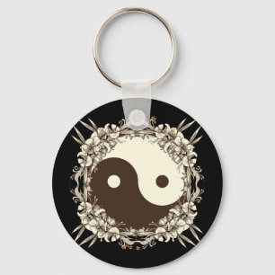 Vintage Floral Yin Yang Keychain