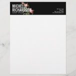 Vintage Florals Bold Text on Black Letterhead<br><div class="desc">Coordinates with the Vintage Florals Bold Text on Black Business Card Template by 1201AM. A bold styling of your name or business name is layered with a vintage-style illustration of a rose vine on this personalized letterhead. An eye-catching and stylish effect for a beautiful impression. © 1201AM CREATIVE</div>