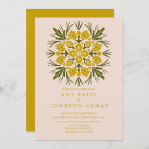 Vintage Florals Botanical Mandala Hand Drawn Invitation