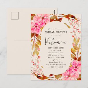 Vintage Florals Bridal Shower Invitation Postcard