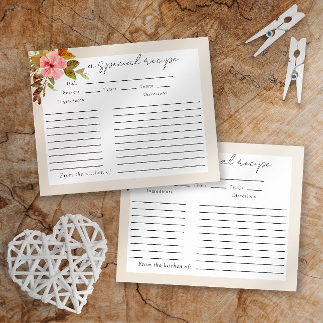 Vintage Florals Bridal Shower Recipe Card (Creator Uploaded)