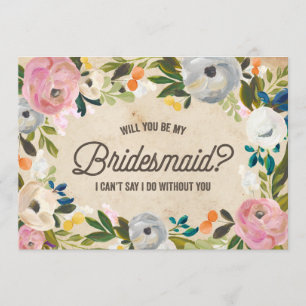 Vintage Florals Bridesmaid Invitation