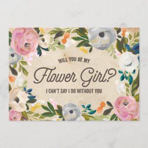 Vintage Florals   Flower Girl Invitation