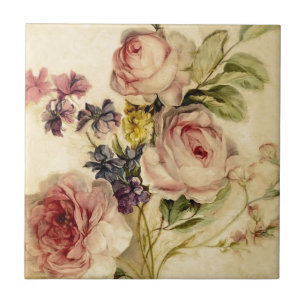 Vintage Florals from 18th Century Tile
