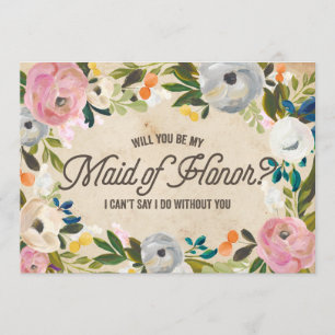 Vintage Florals Maid of Honour Invitation