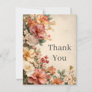 Vintage Florals on Cream Thank You Card