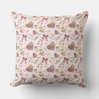 Vintage Florals & Paper Hearts Throw Pillow